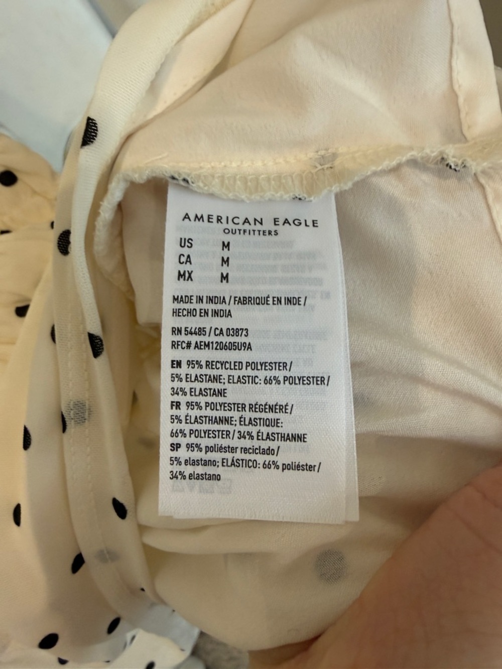 American Eagle Size M Polka Dot Smocked Dress Puff Sleeve Ruffle Hem Cute - Picture 13 of 15